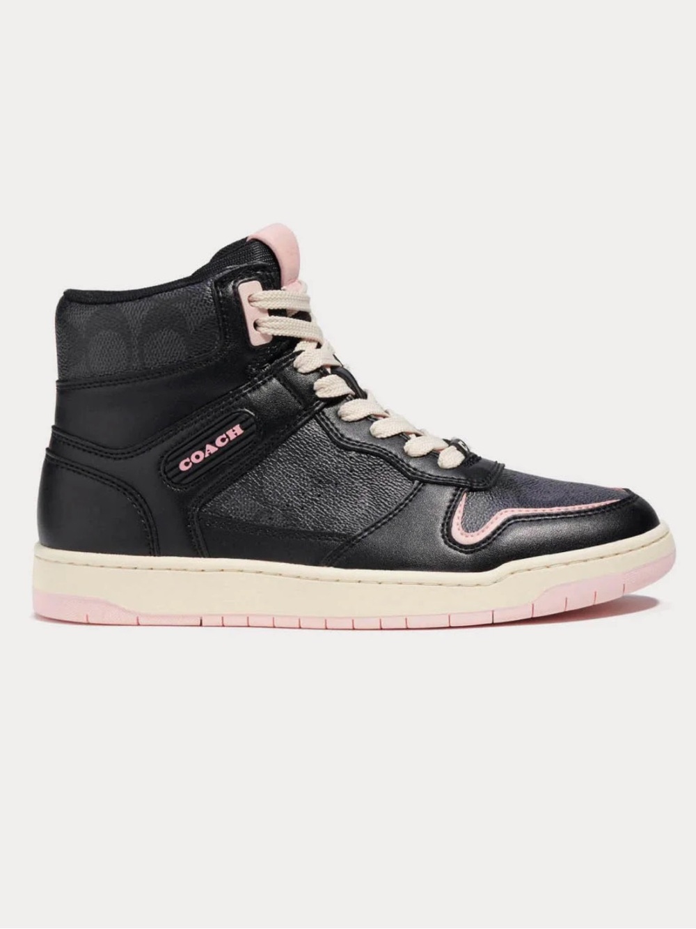 Coach Retro Signature Canvas & Leather Black High Top Sneakers Women’s Size 9